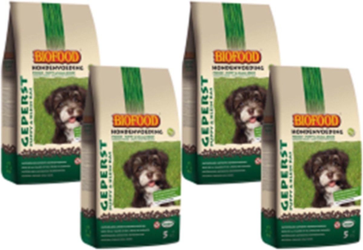 4x Biofood Geperst Puppy En Kleine Rassen - Hondenvoer - 5kg