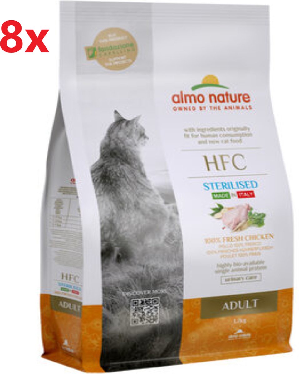 Almo Nature HFC - Katten Droogvoer - Adult Sterilized Kip - 8x1,2kg