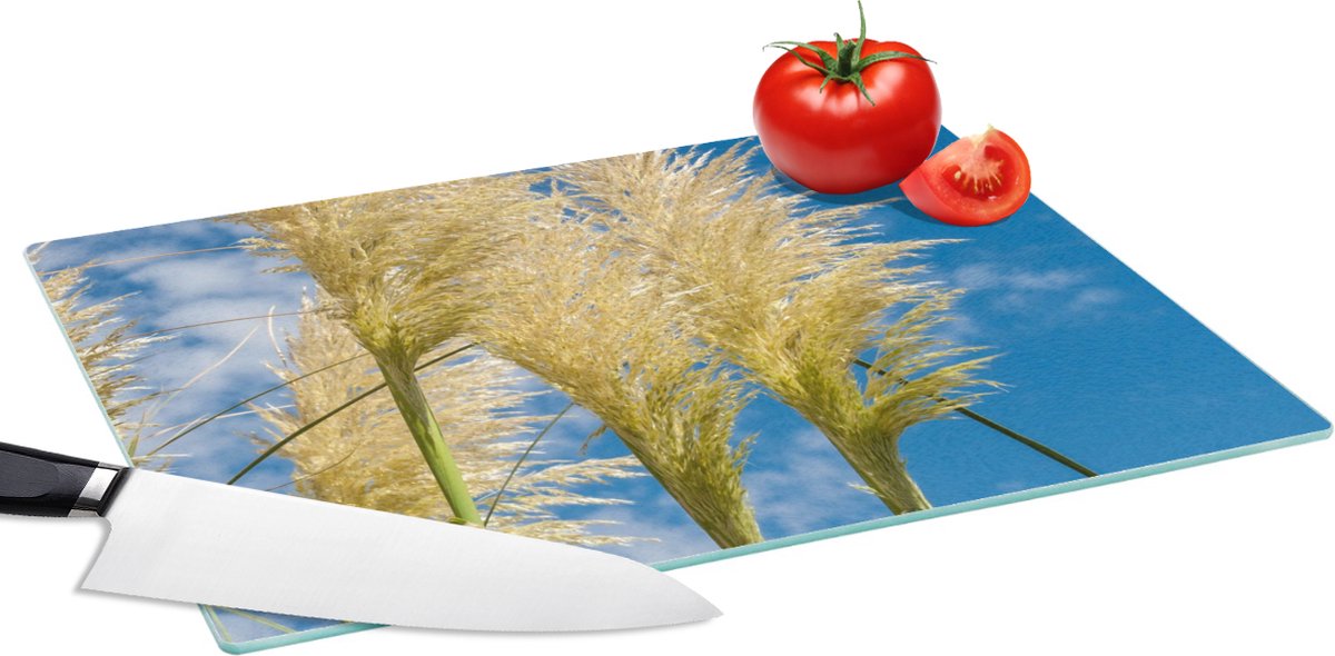 Glazen Snijplank - 39x28 - Planten - Pampasgras - Lucht - Snijplanken Glas