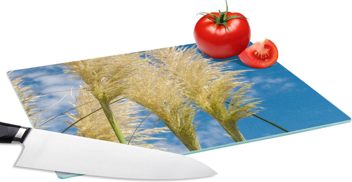 Glazen Snijplank - 28x20 - Planten - Pampasgras - Lucht - Snijplanken Glas