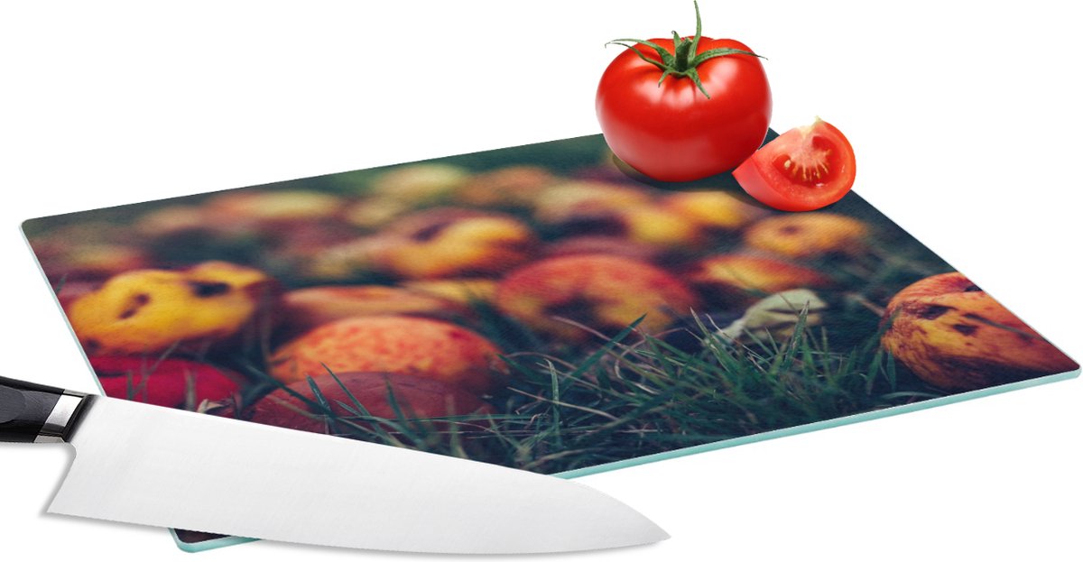 Glazen Snijplank - 28x20 - Landelijke decoratie - Herfst - Appel - Fruit - Snijplanken Glas