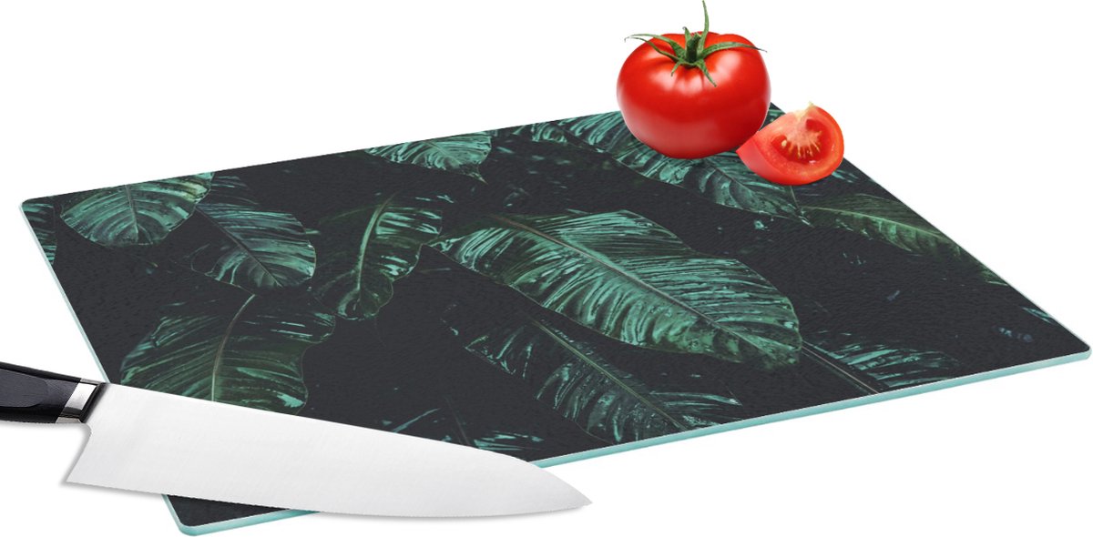 Glazen Snijplank - 39x28 - Jungle - Palmboom - Bladeren - Tropisch - Snijplanken Glas