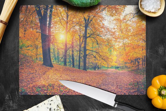 Planche à Verres - 39x28 - Arbres - Automne - Forêt - Feuilles d'automne - Planches à découper en Glas