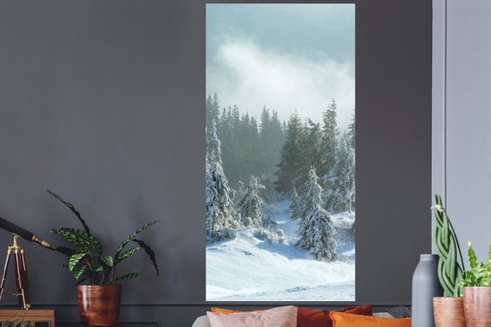 Stickers muraux - Forêt - Neige - Hiver - 80x160 cm - Film adhésif