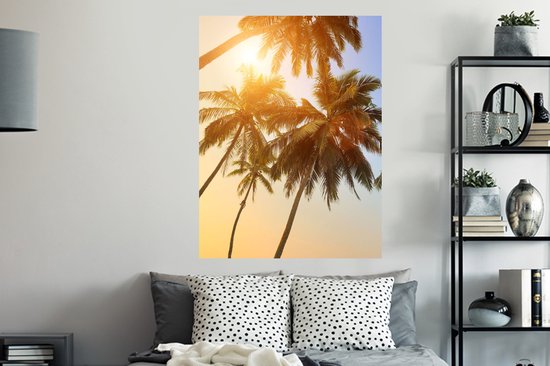 Stickers muraux - Palmier - Soleil - Été - Tropical - 90x120 cm - Film adhésif