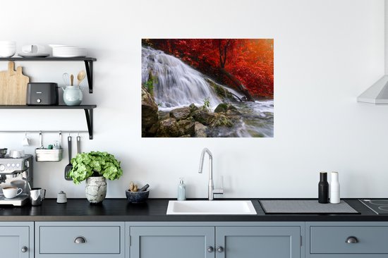 Stickers muraux - Film autocollant - Cascade - Rochers - Water - Automne - 80x60 cm - Film adhésif - Stickers muraux Chambre d'enfant - Papier peint autocollant