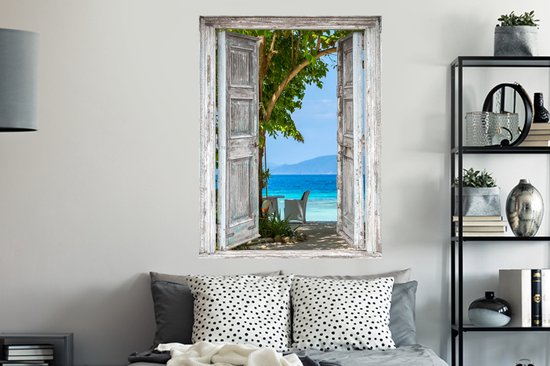 Stickers Stickers muraux - Plage - Tropical - Mer - Transparent - 90x120 cm - Film adhésif