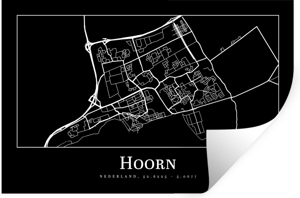 Muurstickers - Sticker Folie - Stadskaart - Hoorn - Kaart - Plattegrond - 60x40 cm - Plakf