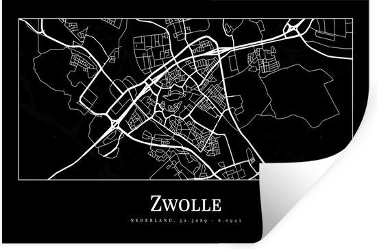 Stickers Stickers muraux - Plan de la ville - Carte - Zwolle - Carte - 60x40 cm - Feuille adhésive