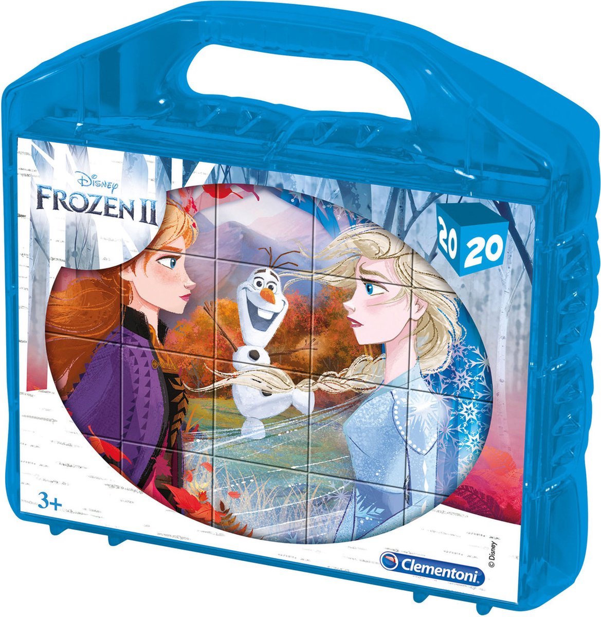 Puzzel - Blokkenpuzzel - Frozen II - Frozen II puzzel 20 delig - 6 verschillende motieven per kubus - Frozen speelgoed - incl. koffer