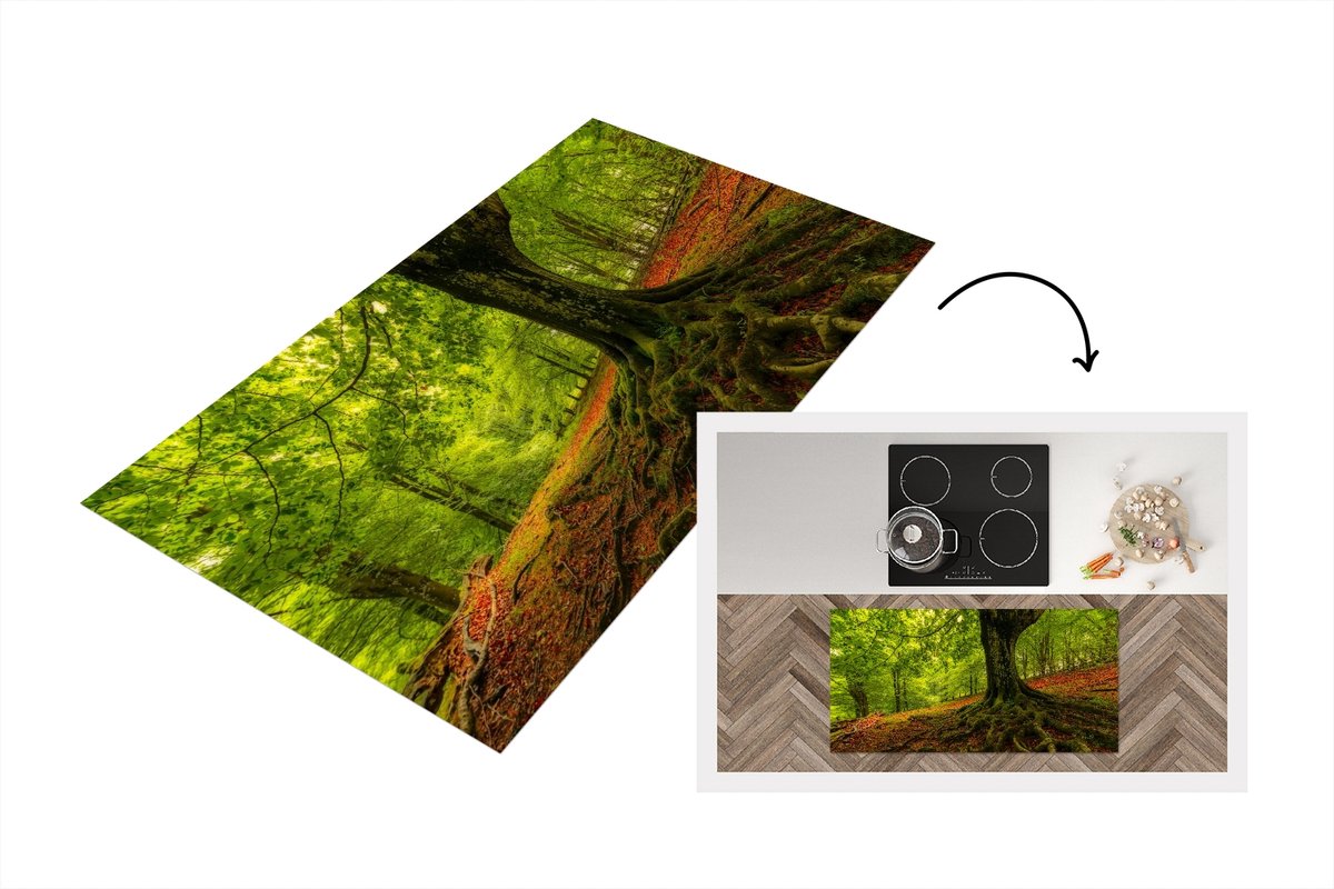 KitchenYeah Keukenloper - Loper keuken - Boom - Bos - Herfstbladeren - 120x60 cm - Keukenloper vinyl Multicolor