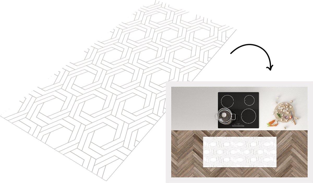 KitchenYeah Keukenloper - Loper keuken - Design - Geometrie - Patronen - Abstract - 120x50 cm - Keukenloper vinyl Multicolor