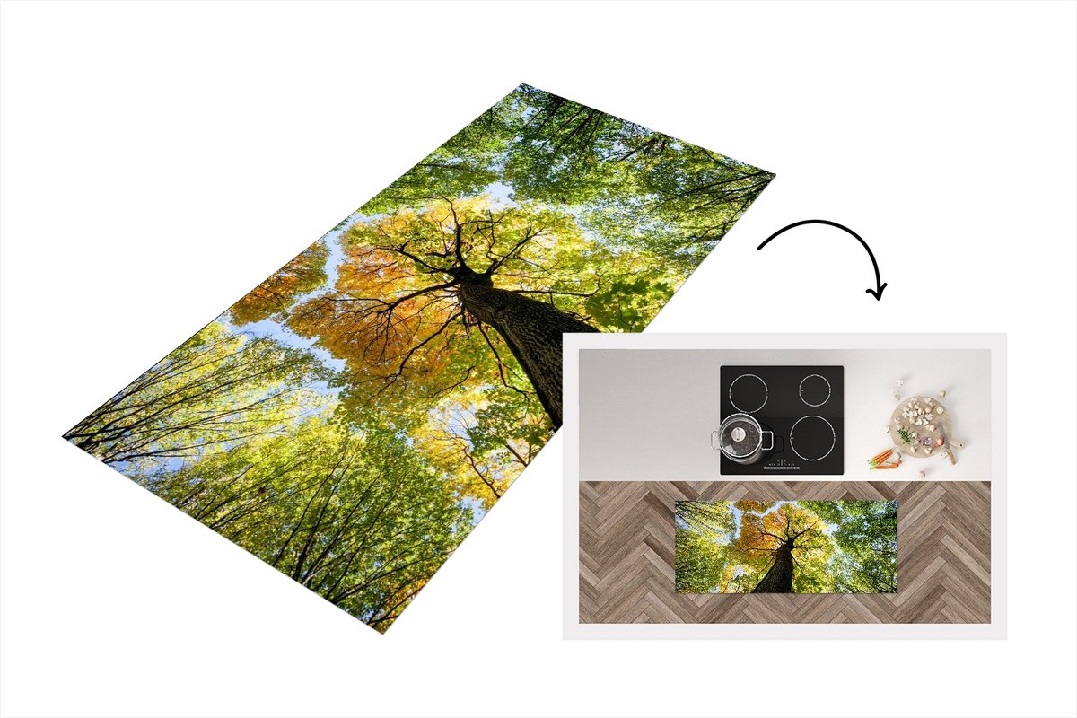 KitchenYeah Keukenloper - Loper keuken - Boom - Natuur - Bos - 120x50 cm - Keukenloper vinyl Multicolor