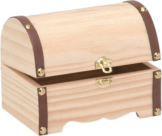 Coffre Au Trésor En Bois Vintage Avec Serrure à Combinaison - 15x12x7cm - Boîte à Bijoux, Décoration Pirate