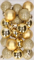 20x pcs boules de Noël en plastique or 3 cm mat/brillant/paillettes - Décorations de Noël