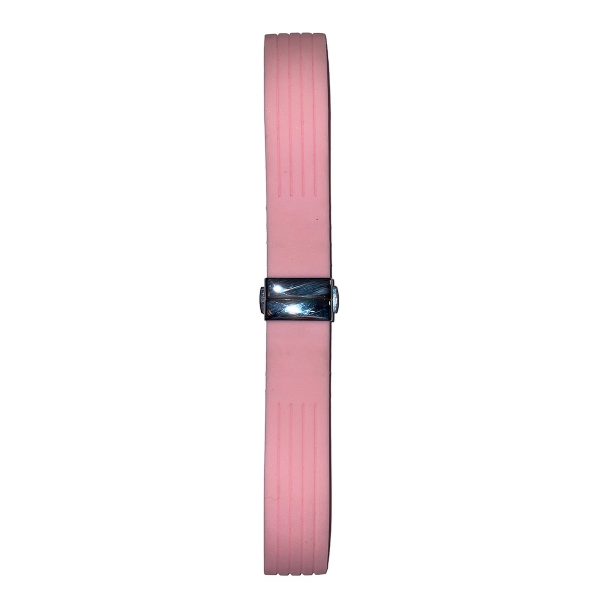 Horlogeband - 20mm - Roze - Effen silicone band met lijnen - Roestvrijstalen gesp