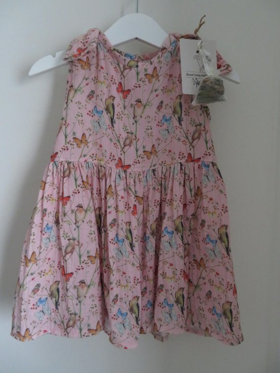 Robe fille - robe d'été bébé - taille 68 - Rose - Floral - 100% coton - (fait main Sweet Bébé Bedstraw)