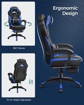 Chaise de Office Chaise de jeu, chaise de bureau avec repose-pieds, design ergonomique, appui-tête réglable, support lombaire, charge jusqu'à 150 kg