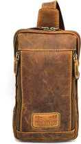 Hunters Crossbody Holster tas Buffelleer - Stijlvol en Praktisch - Ideaal voor op Vakantie  en Festivals - (bxhxd) ca. 15cm x 27cm x 6cm