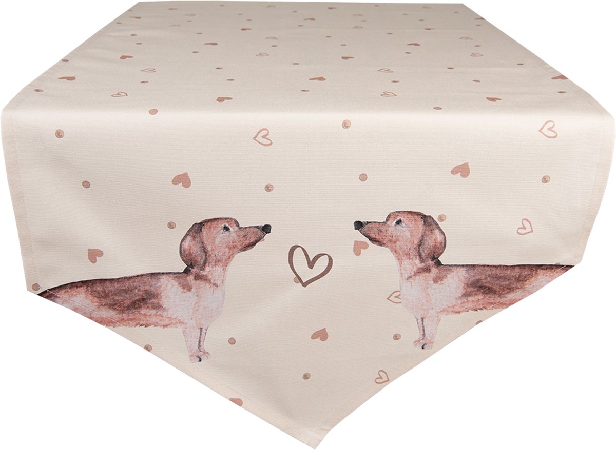 Clayre & Eef Tafelloper 50x160 cm Beige Katoen Teckel