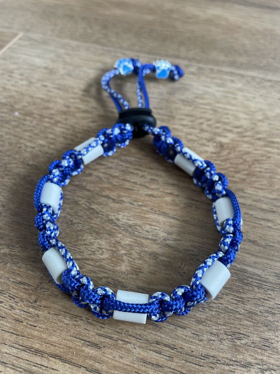 Vlooienband hond 30/34 cm - Tekenband - EM-kralen - Blauw