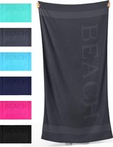 Bol.com Droomtextiel® Beach Strandlaken xxl 100x200 cm - Antraciet - Grijs - 100% Zacht Katoen - Sterke Kwaliteit aanbieding