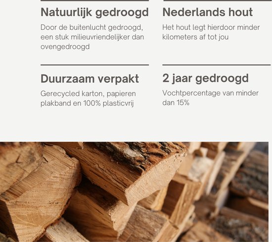 Haardhout 15 blokken + aanmaakhoutjes en blokjes - Natuurlijk gedroogd hout - Brandhout - Open haardhout