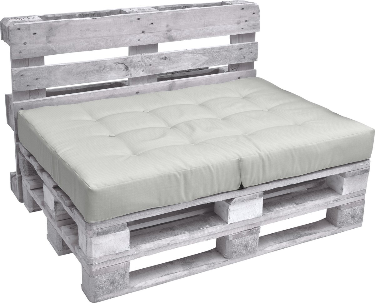 Bol.com Beautissu Elements – Palletkussen Set – 1x Zitkussen 120x80 cm & 1x Rugkussen 120x40 cm – Licht Grijs aanbieding