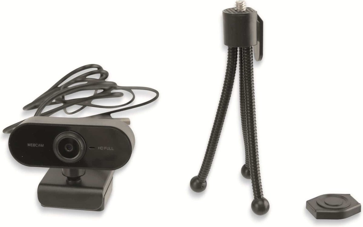 Webcam met Microfoon, Privacy Cover en Tripod | 1080P FHD | Plug & Play USB Web Camera Desktop & Laptop Online Vergadering, Zoom, Skype, Facetime, Windows, Linux, and macOS