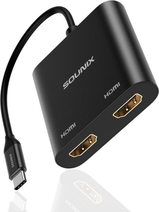 Sounix USB C naar Dual HDMI - 4K@60hz/30hz - Dual HDMI Adapter - Dual HDMI  - Zwart -... | bol.com