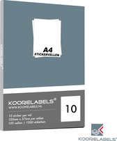 A4 stickervellen 10 etiketten per vel - 100 vellen / 1000 etiketten - Magazijn etiketten - (105mm x 57mm per etiket) Koopjelabels®