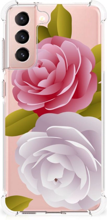 Case Anti-shock Geschikt voor Samsung Galaxy S21 FE GSM Hoesje met doorzichtige rand Roses