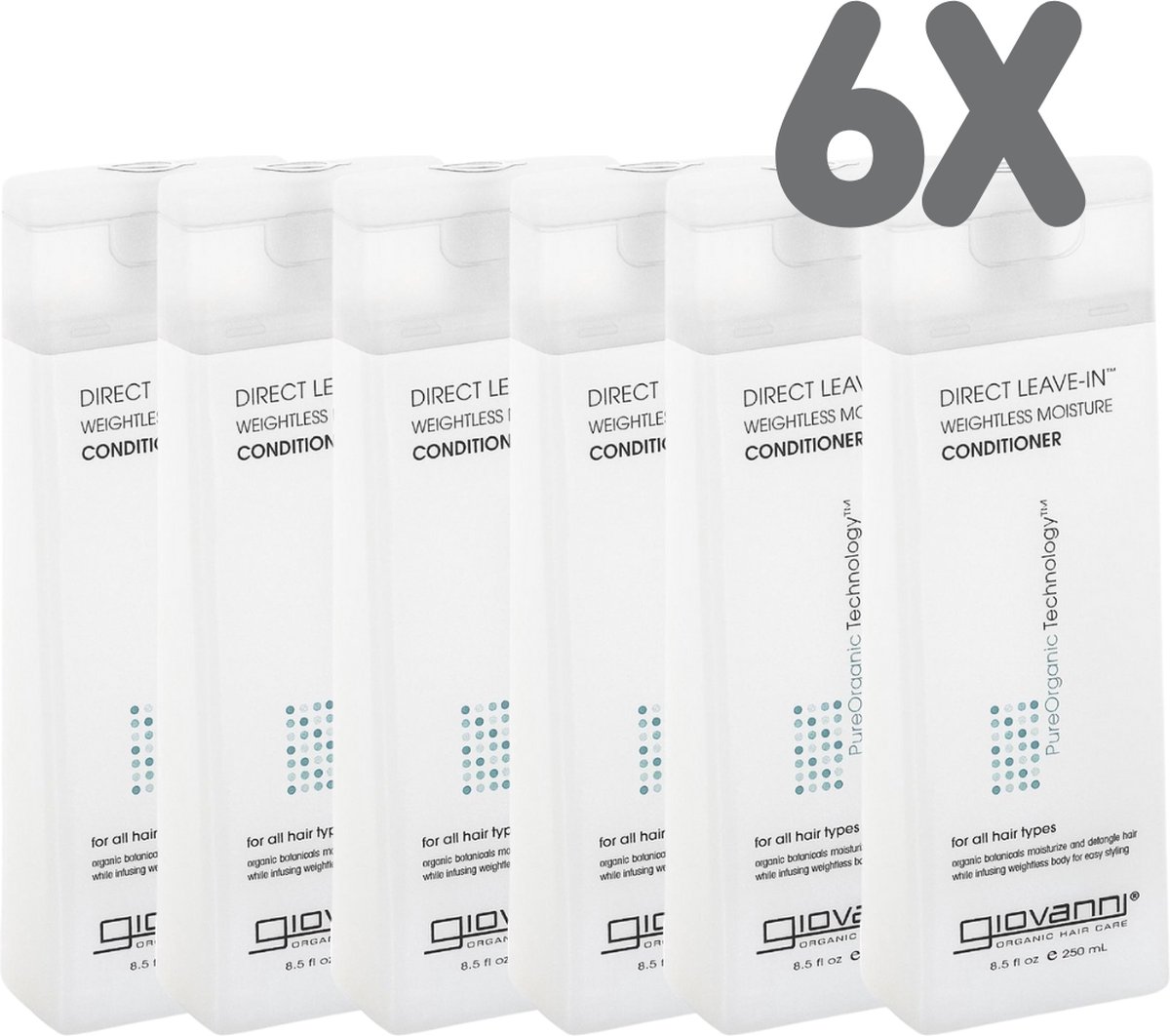 Giovanni Direct Leave-In Weightless Moisture Unisex 6x 250ml - Voordeelpverpakking