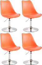 CLP Maverick Set van 4 Eetkamerstoelen - Kunststof oranje chroom