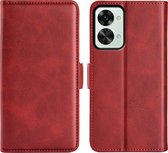 OnePlus Nord 2T Hoesje - MobyDefend Luxe Wallet Book Case (Sluiting Zijkant) - Rood - GSM Hoesje - Telefoonhoesje Geschikt Voor OnePlus Nord 2T