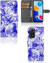 Book Style Case Xiaomi Redmi Note 11/11S Smartphone Hoesje Angel Skull Blue