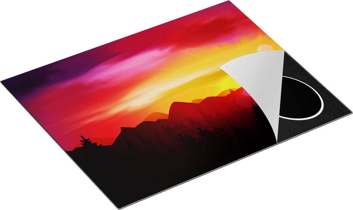 Chefcare Inductie Beschermer Zonsondergang in de Bergen - Abstract - 65x52 cm - Afdekplaat Inductie - Kookplaat Beschermer - Inductie Mat