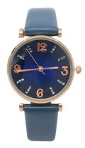 Horloge - Kast 27 mm - Band Kunstleer - Blauw