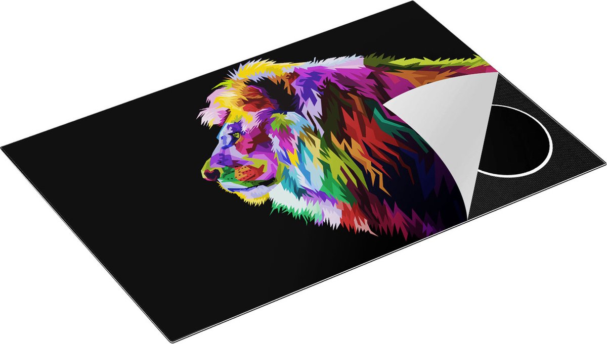 Chefcare Inductie Beschermer Gekleurde Leeuw - Abstract - Kleur - 81,6x52,7 cm - Afdekplaat Inductie - Kookplaat Beschermer - Inductie Mat