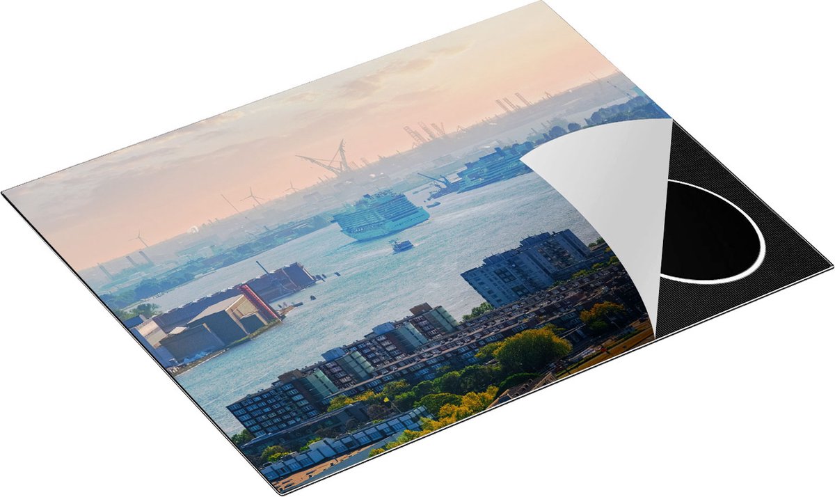 Chefcare Inductie Beschermer Rotterdamse Haven bij het Water - 65x52 cm - Afdekplaat Inductie - Kookplaat Beschermer - Inductie Mat