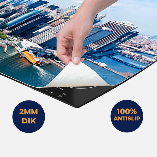 Chefcare Inductie Beschermer New York Als een Eiland vanuit de Lucht - 75x50 cm - Afdekplaat Inductie - Kookplaat Beschermer - Inductie Mat