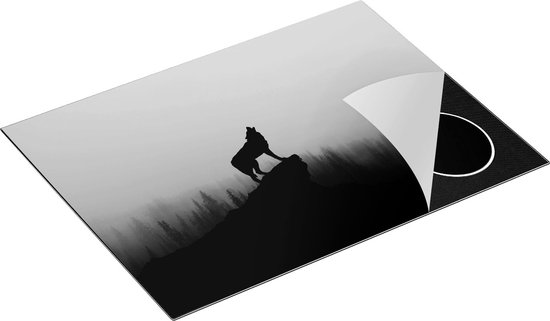 Chefcare Inductie Beschermer Silhouet van een Huilende Wolf - Abstract - 70x52 cm - Afdekplaat Inductie - Kookplaat Beschermer - Inductie Mat