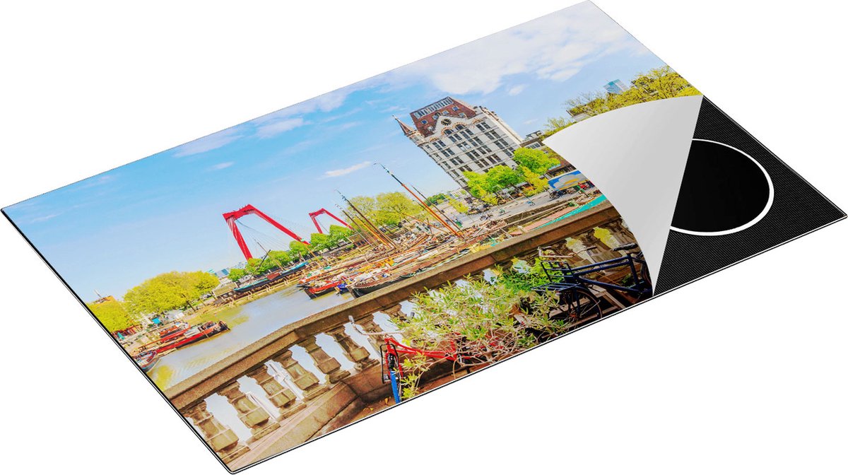 Chefcare Inductie Beschermer Kleurrijke Oude Haven in Rotterdam - 85x55 cm - Afdekplaat Inductie - Kookplaat Beschermer - Inductie Mat