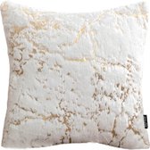 Marble Furry White Kussenhoes | Polyester / Imitatiebont | Marmer Wit / Goud | 45 x 45 cm