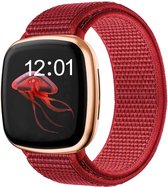 Nylon bandje - rood, geschikt voor Fitbit Versa 3 & Fitbit Sense