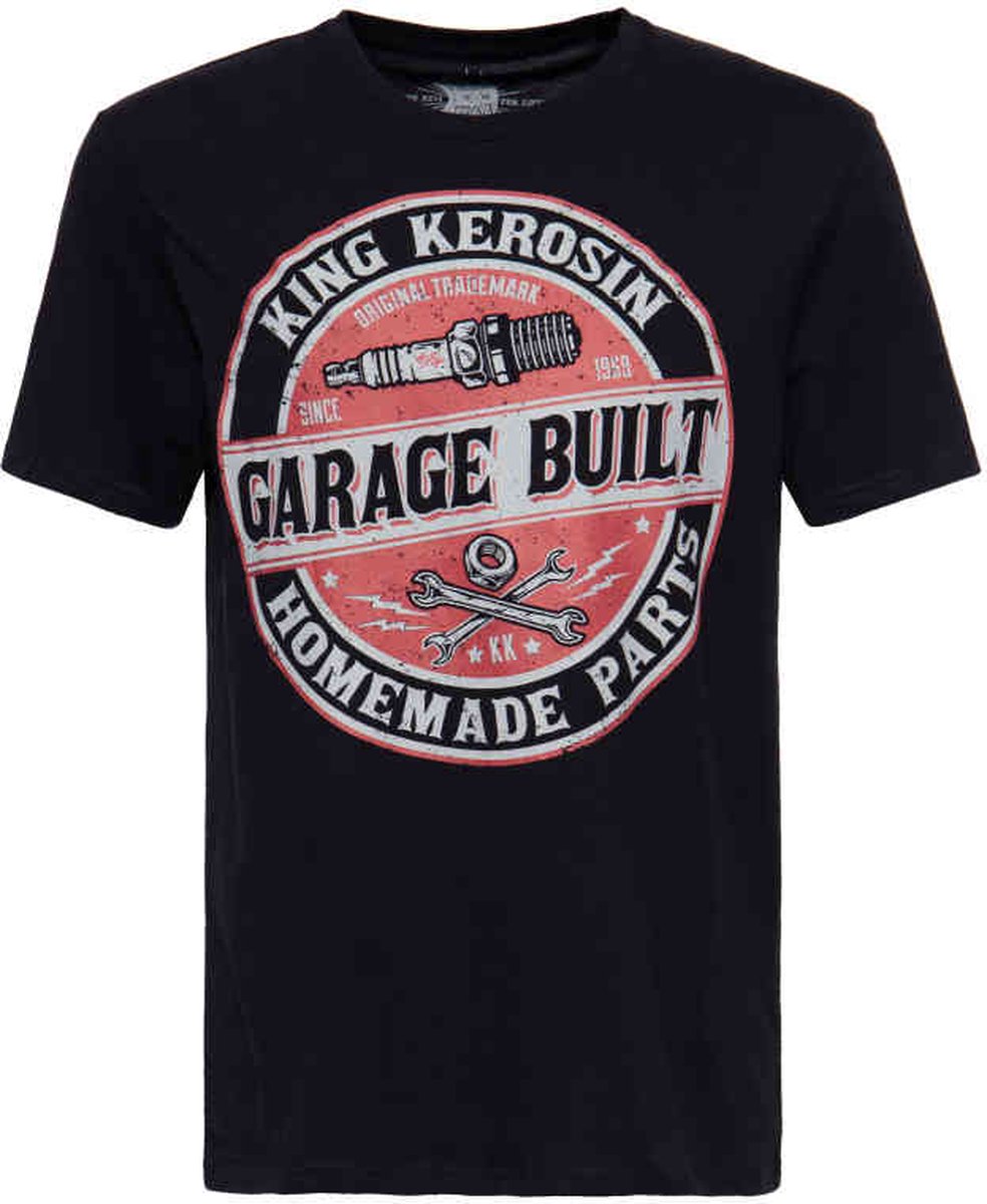 King Kerosin Heren Tshirt -XXL- Garage Built Zwart