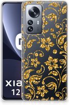 Telefoonhoesje Xiaomi 12 Pro Back Cover Siliconen Hoesje Gouden Bloemen