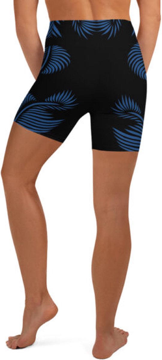 Sport Short - design Lines 4 Peace - High Waist -Dry Fit -High Performance - 4way stretch - UPF 50+ - Hardloop - Yoga - Fitness - Dans - Pilates - Training - Korte Broek- zwart klassiekblauw - dames-maat S van Merkloos — afbeelding 4