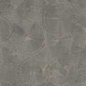 Grafisch behang Profhome 379004-GU vliesbehang licht gestructureerd met grafisch patroon glanzend zwart goud grijs 5,33 m2