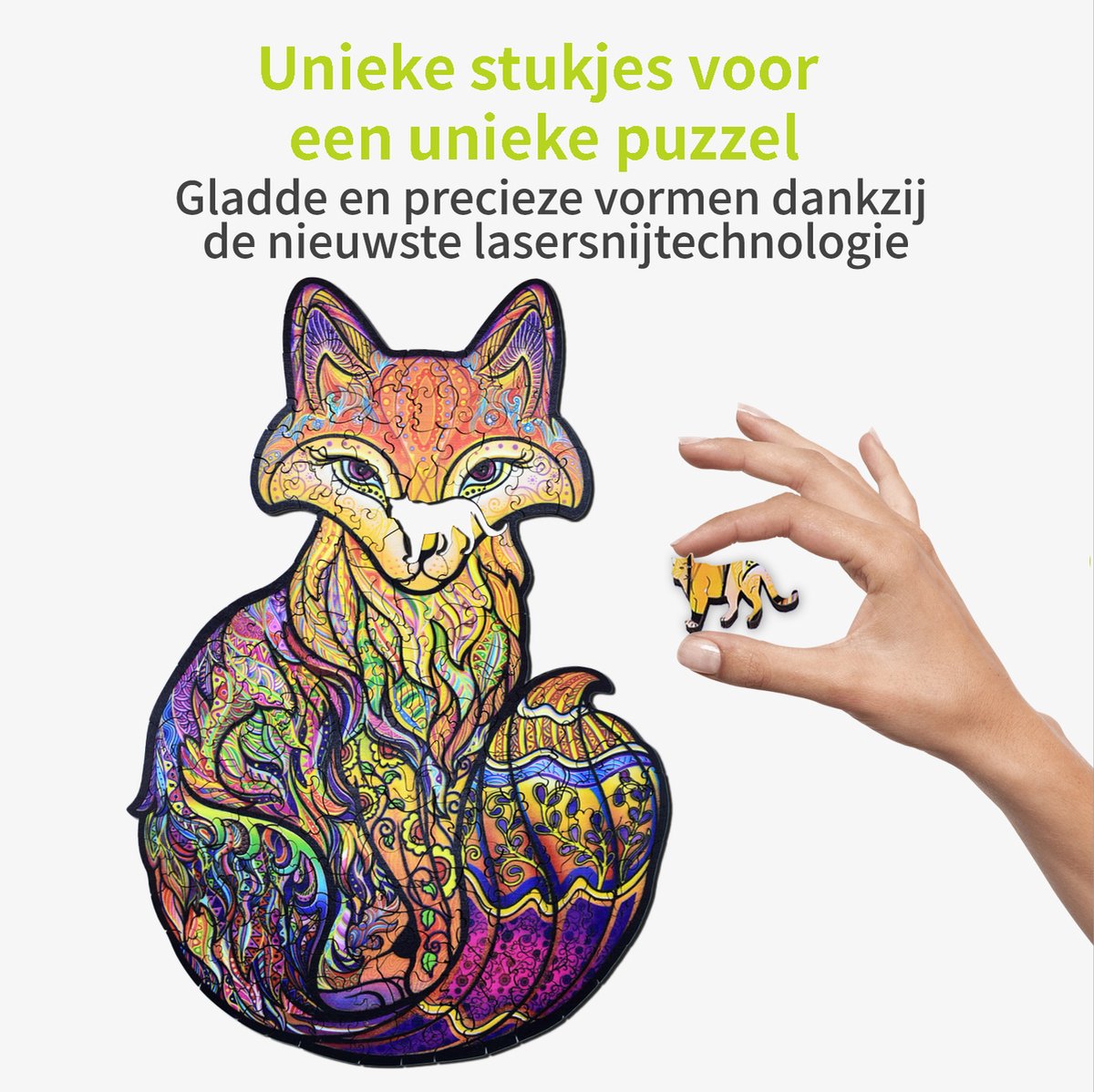 ACROPAQ Houten puzzel vos – 200 stukjes – A3 formaat (420 x 297 mm) – Houten legpuzzel dieren voor kinderen en volwassenen — cadeau in Spellen & Speelgoed - foto 4